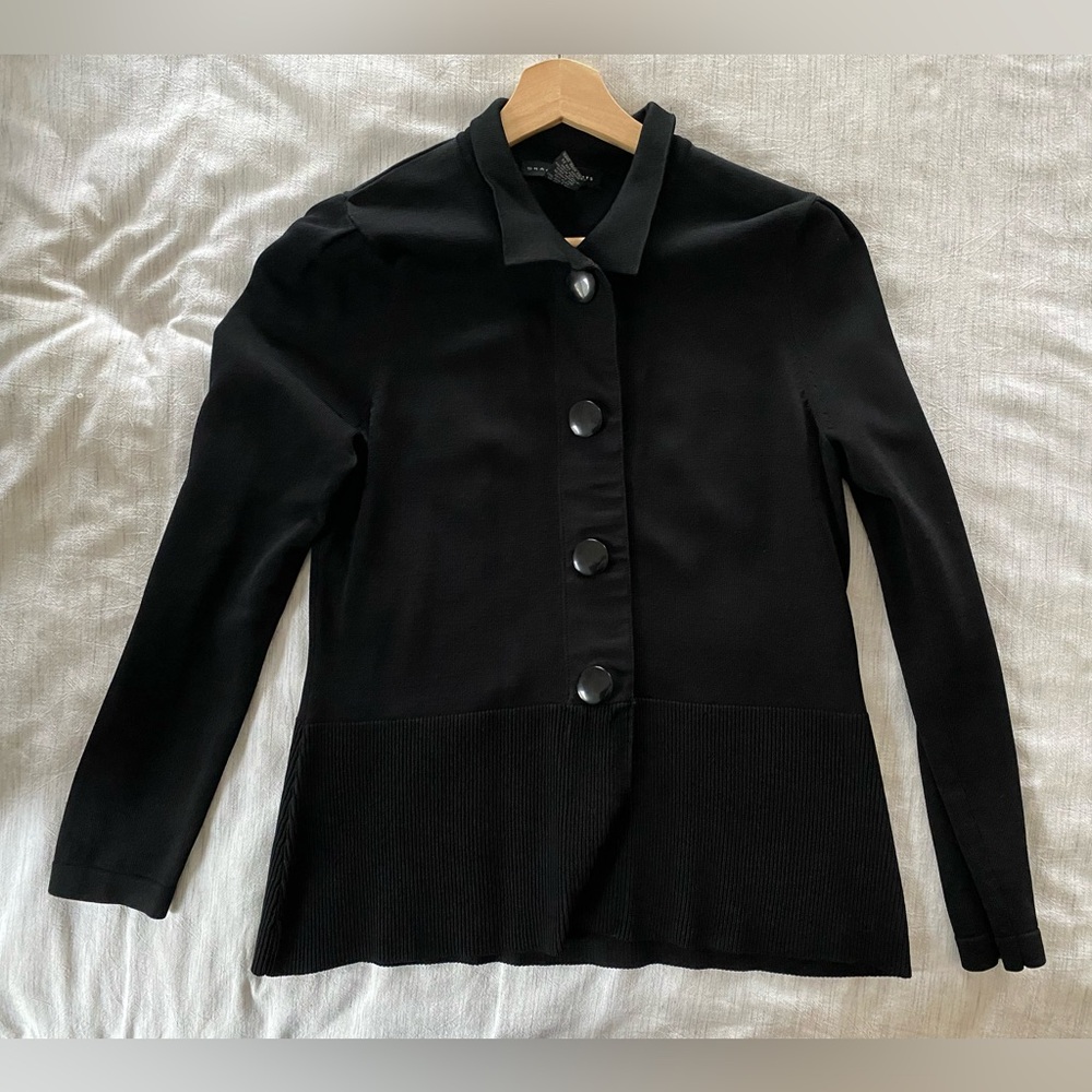 Grace Elements M black knit button up top